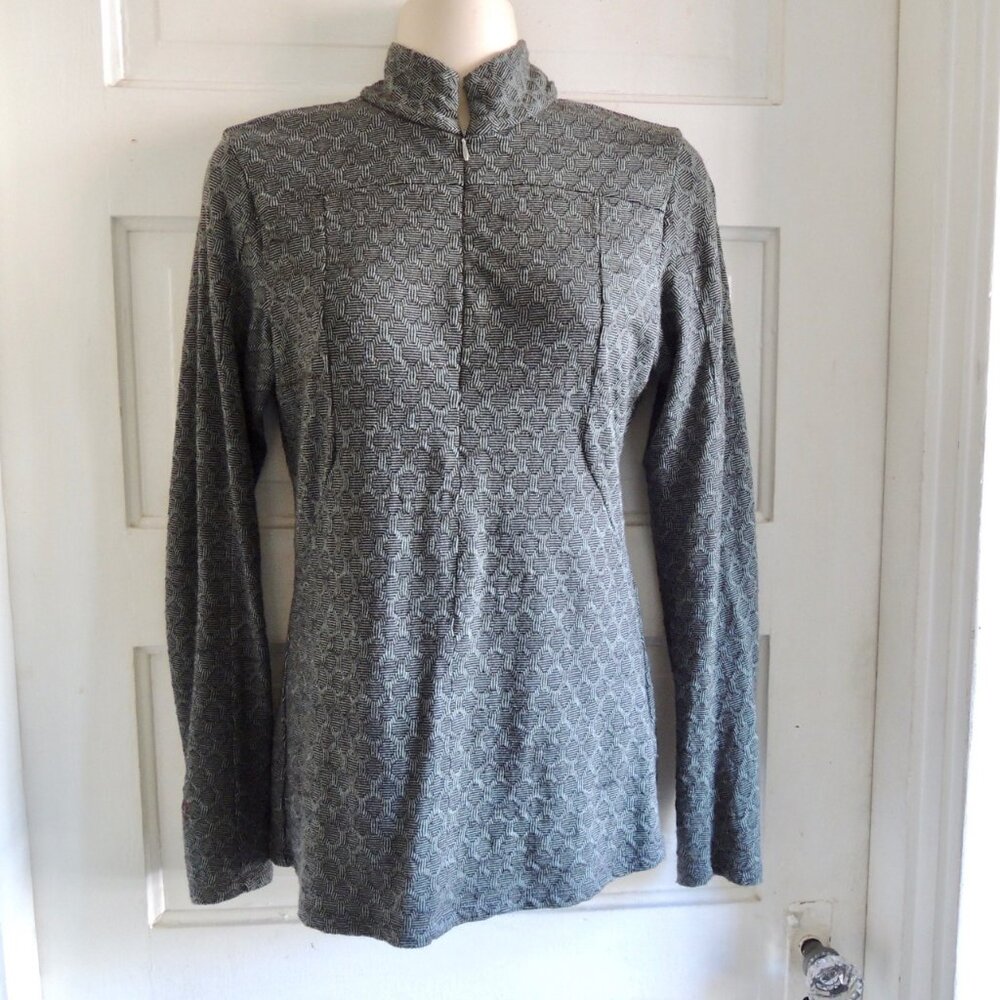 Ibex Women's Green & Black Merino Quarter Zip Base Layer Top S
